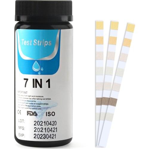 7-in-1 Test Strips Spa and Pool Test Strips Tester Testing Kit for Hardness/Total Chlorine/Free Chlorine/Bromine/pH/Nitrite 50ct
