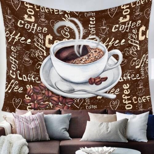 Vintage Style Coffee Beans Sugar Tapestry Wall Hanging Living Room Decor Wall Hanging Tapestry Yoga Mat Home Decor Art