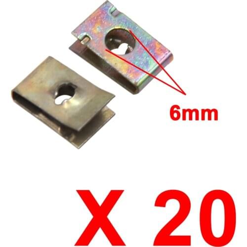 X Autohaux 20Pcs 6Mm Hole Dia Metal Retainer Car Door Pannel Screw U-Type Clips Rivets