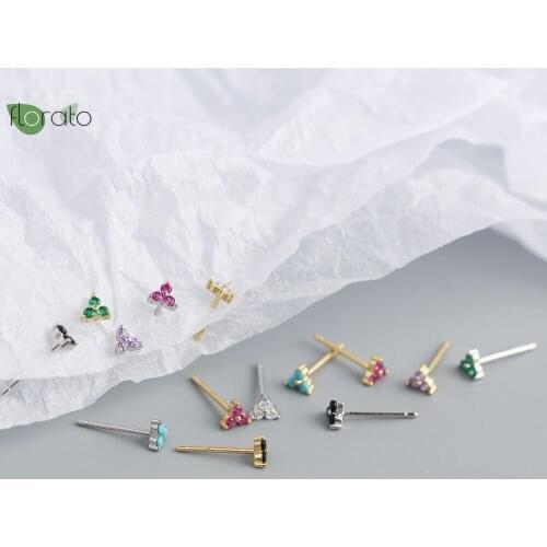 YUXINTOME 925 Silver Ear Needle Rainbow Crystal Mini Stud Earrings European and American Girls Cute Jewelry Zircon Fine Earrings