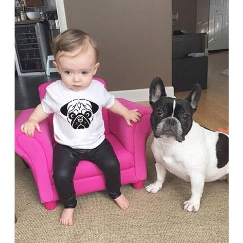 Funny cute Kids Shirts Girl Tshirt Boy T-shirt Toddler Tops Kids tees With Dog kids short sleeve outfits