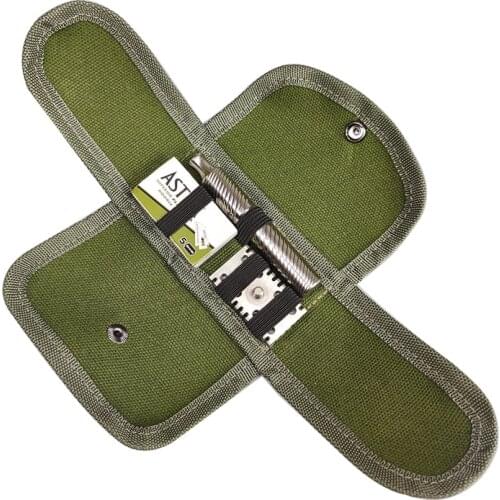 Dscosmetic double edge safety razor bag green color canvas travel bag