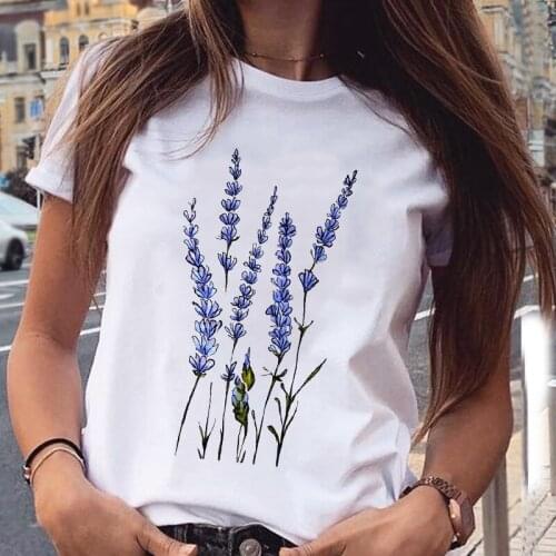 Women Graphic Plant Floral Sweet Cute 2021 Fashion Spring Summer Aesthetic Print Female Clothes Tops Tees Tshirt T-Shirt