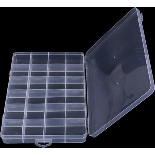 1Pc 18.7x12.7x2cm 24 Compartments Cells High Quality Transparent Plastic Box Case Jewelry Bead Storage Container Craft Organizer