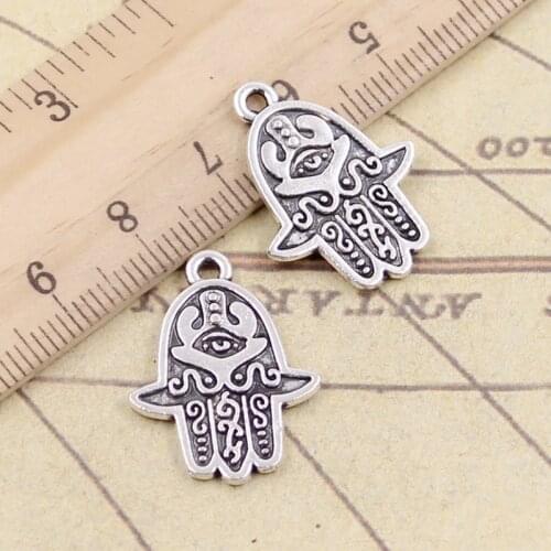 10pcs Charms Hamsa Palm Protection 24x19mm Tibetan Bronze Silver Color Pendants Antique Jewelry Making DIY Handmade Craft