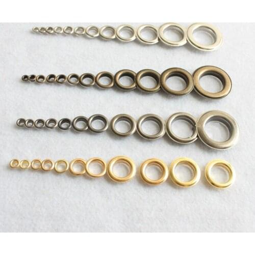 100sets Brass Metal Eyelet Grommet Not Rust High Quality Brass Golden Silver Grommets 100# 150# 200# 300# 2000# 3.5mm to 20mm