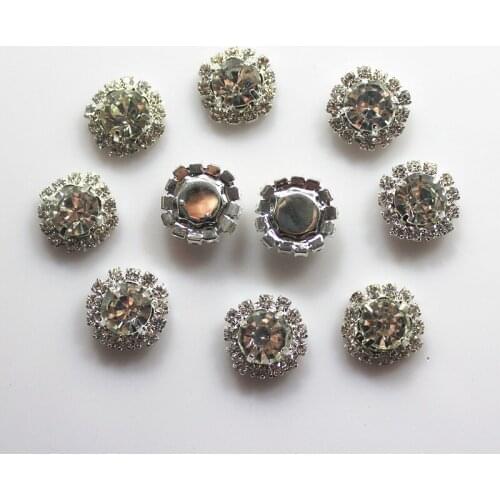 100pcs 15mm Round Rhinestone Embellishment Flatback Rhinestone Cluster Buttons DIY Decoration Buckles