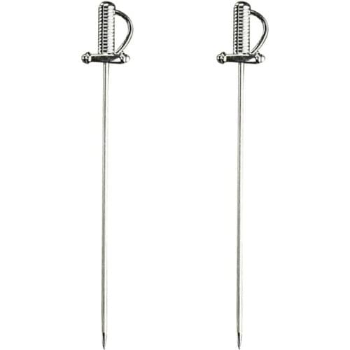 2pcs Cocktail Sticks Stainless Steel Sword Shape Decorative Fruit Picks Party Supplies Swizzle Stick for Bar KTV Hotel