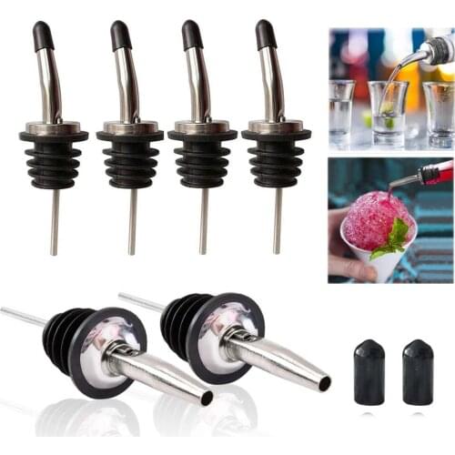 2PCS Oil Vinegar Liquor Cruet Dispenser Stainless Steel Oil Pourer Spout Stopper Bottle Pourer Bartender for Home Bar Party