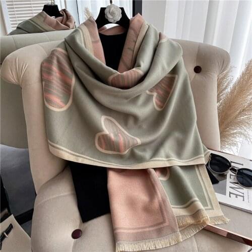2021 Winter Cashmere Sacrf WomenWraps Female Print Blanket Shawls Thick Warm Lady Pashmina Hijab Stoles Soft Bufanda