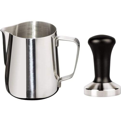 20Oz Milk Frothing Pitcher 51mm Stainless Steel Espresso Tamper Set-Milk Pitcher with Measurement Scale for Espresso