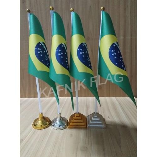 KAFNIK,5/10pcs a lot Brazil table desk flag banner 14*21cm flag /Plastic flags or suction cups for your choice free shipping