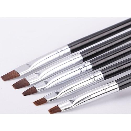 5PCS Set Nail Art Brush Flat Pen Drawing Painting Tips Dust Clean Builder Acrylic UV Gel Polish Extension Design Tools Manicure
