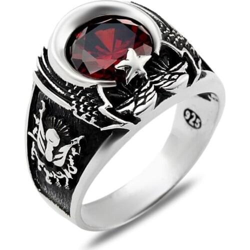 925 Sterling Silver Eagle Head Men Ring