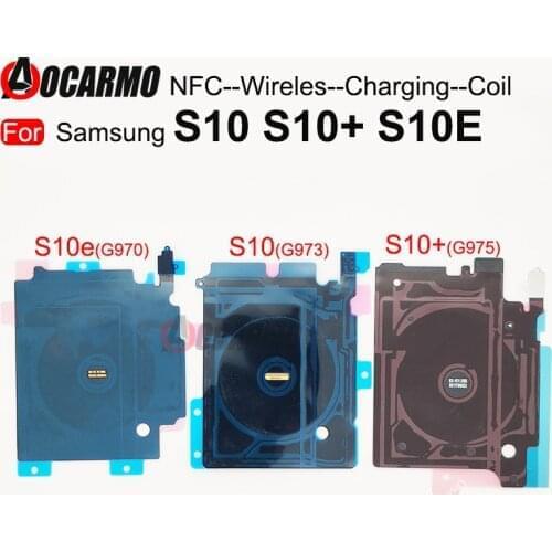 Aocarmo 10Pcs For Samsung Galaxy S10 Plus S10+ S10e G970 G973 G975 Wireless Charging Induction Coil NFC Module Flex Cable