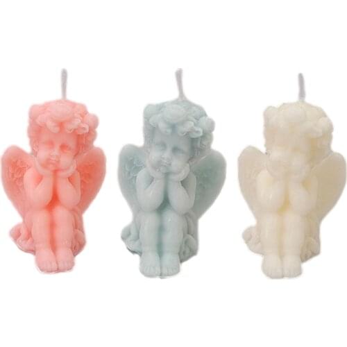3D Angel Aromatherapy Scented Candle Wax Home Decor Art Candle Shell Cylindrical Cube Candle Innovative Home Decorations