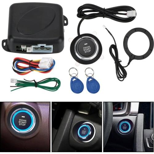 12V Auto Car Alarm One Start Stop Button Engine Push Button Lock Ignition Switch Keyless Entry Starter Anti Theft System