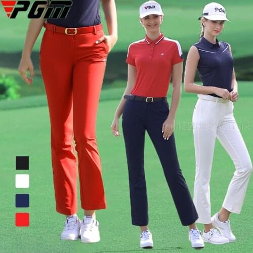 Pgm Golf Pants Sportwear Women Slim Trouser High Waist Golf Tennis Trousers Ladies Flared Pants Breathable Full Length Trousers