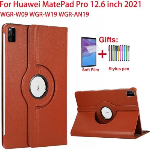360 Degree Rotating Stand Cover Case For Huawei MatePad Pro 12.6 inch 2021 WGR-W09 WGR-W19 WGR-AN19 PU Leather Flip Stand Funda