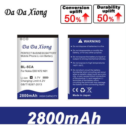 Da Da Xiong 2800mAh BL 5CA BL-5CA BL5CA Battery for Nokia E50 E60 N70 N71 N72 N91 C2-01 C1-00 2020 2023 3660 6630 6680 6822