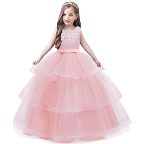 Kids Dresses For Girls Princess Dress Flower Girl Wedding Dress 2019 Summer Children Evening Party Dress Teenage 8 10 12 14 Year