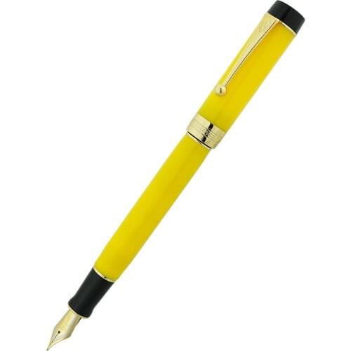 Jinhao 100 Centennial Yellow Resin Fountain Pen Iridium EF/F/M/Bent Nib with Converter Ink Pen Business Office School Gift Pen