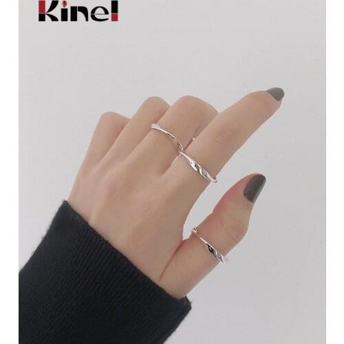 Kinel 925 Sterling Silver Twist Ring Ladies Minimalist Stackable Fashion 14k Gold Jewelry Silver 925 Wedding Party Ring Korea