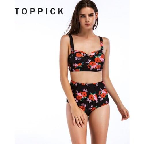 Floral Print Bikini Swimwear Women Push Up Bikini 2018 Sexy High Waist Swimsuit Women Bathing Suit Women Bikinis Women Badpak