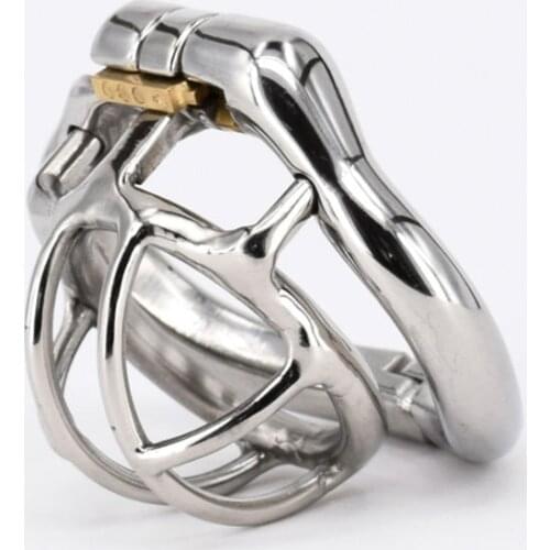 SODANDY Super Small Male Chastity Cage Stainless Steel Chastity Belt Penis Restraint with 4 size Arc Base Activities Lock Cock