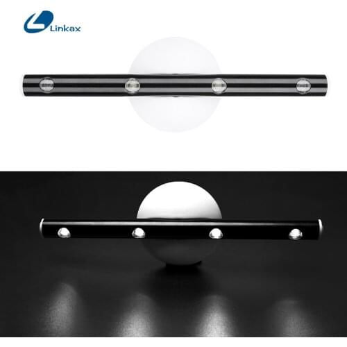 4 LEDs Under Cabinet Light Aluminum Alloy Night Light with Round Magnet Base Lamp for Home Wardrobe Cupboard Closet Kitchen
