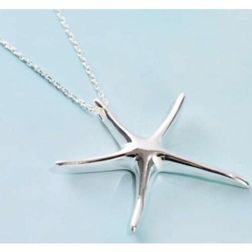 NEW ARRIVAL PURE S925 SILVER NECKLACE PENDANT SMOOTH STAR PENDANT NECKLACE CHAIN S925