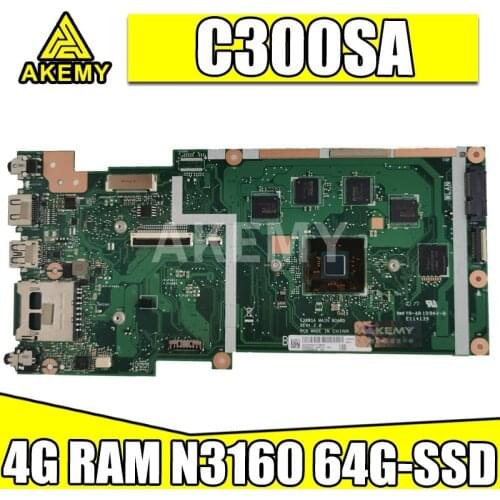 New C300SA 4GB RAM/N3160 CPU with 64G-SSD Motherboard For ASUS C300S C300SA Laotop Mainboard Motherboard