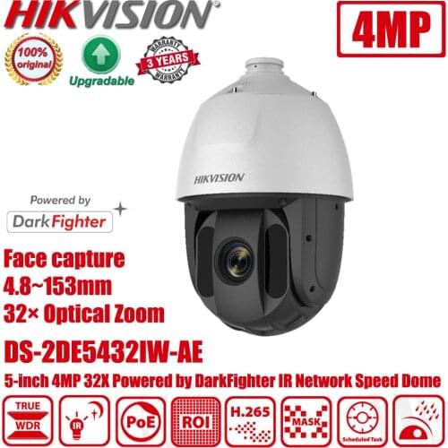 Original Hikvision DS-2DE5432IW-AE 5-inch 4MP 32X Powered by DarkFighter IR Network Speed Dome PTZ IP CCTV Camera Hi-PoE