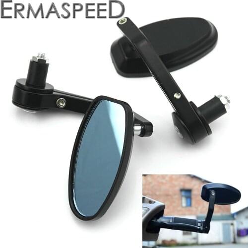 Pair Motorcycle Side Mirrors Universal 7/8" 22mm Handlebar Bar End Mirror Black Rear View Rearview Mirrors for Sport Bike E-bike