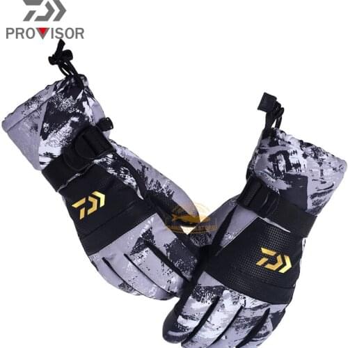 Daiwa Fishing Gloves Outdoor Ski Plus Wool Warm Gloves Winter UNLSEX Cycling Non-slip Fishing Gloves Waterproof Fishing Gloves