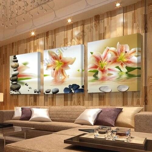 Full square and round diamond painting cross stitch lily bedroom wall art diamond painting embroidery home decor 3 pieces GG4963