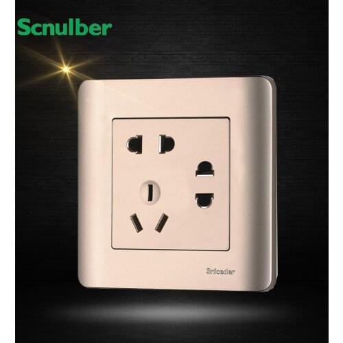 Champagne 7 poles 2gang 2 pin US type 1 gang 3 pins 16A wall switch socket outlet
