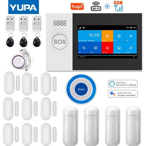 YAOSE TUYA WIFI&GSM 4.3 Inch Full Touch Smart Home Alarm Security System With Wireless Indoor Mini Siren
