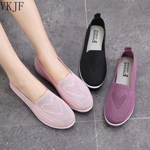 Womens Summer Sneakers Slip on Flat Shoes Womens Casual Loafers Walking Shoes Female Outdoor Mesh Soft Bottom Sports Shoes