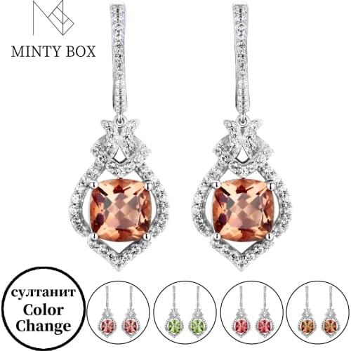 New arrival 2021 Zultanite Diaspore Gemstone Clip Earrings for Women Solid 925 Sterling Silver Color Change stone Fine Jewelry