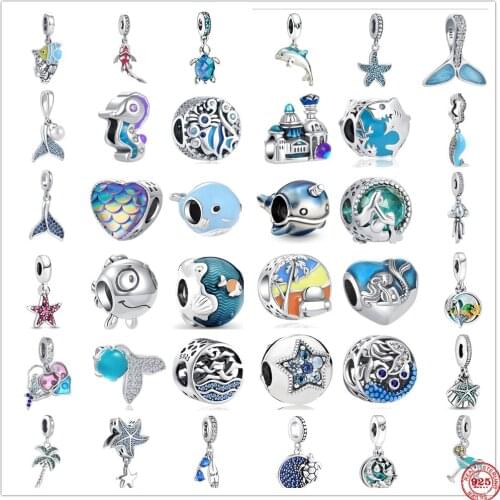 Hot sale 100% 925 Sterling Silver Ocean Fish Starfish Charm Fit Original Pandora Bracelet Making DIY Fashion Jewelry For Women