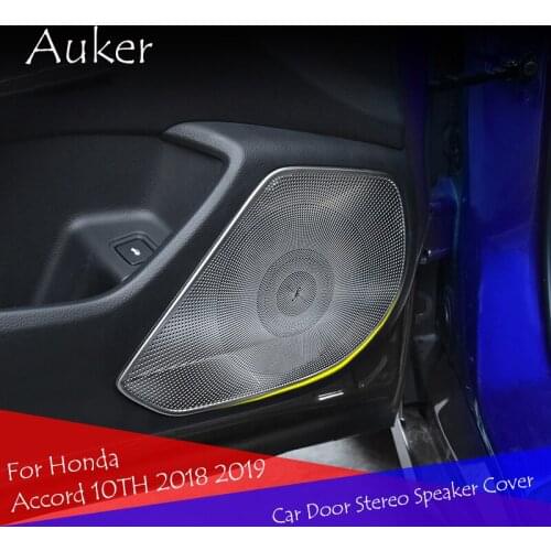 Stainless Steel Interior Door Stereo Speaker Audio Ring Cover Sound Frame Decoration Trim For Honda Accord 10th 2018 2019