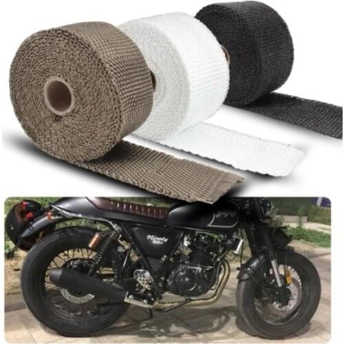 10M Titanium Exhaust Heat Wrap Roll motorcycle Fiberglass Heat Shield Tape with Stainless Ties middle link pipe
