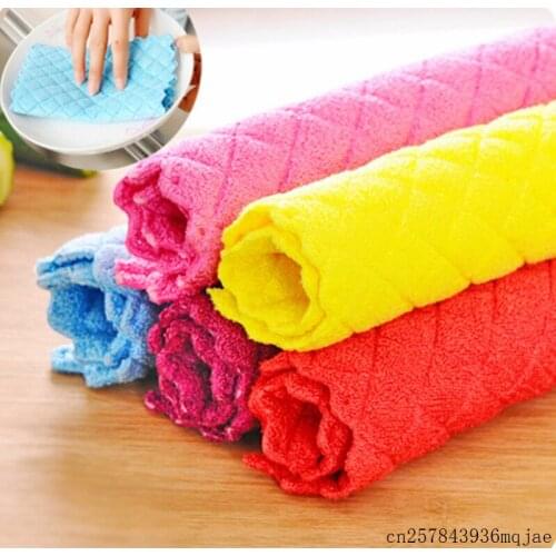 100pcs Dish Cloth Kitchen Cleaning Wiping Rags Bamboo Fiber High Efficient Washing Towels