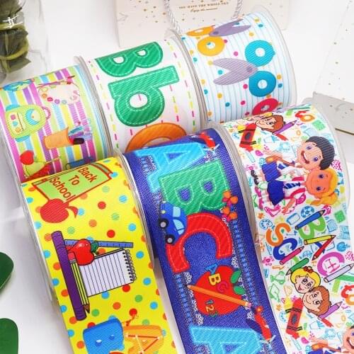 3 inch 75mm 38mm 25mm Characters Printed Grosgrain Ribbon 54915