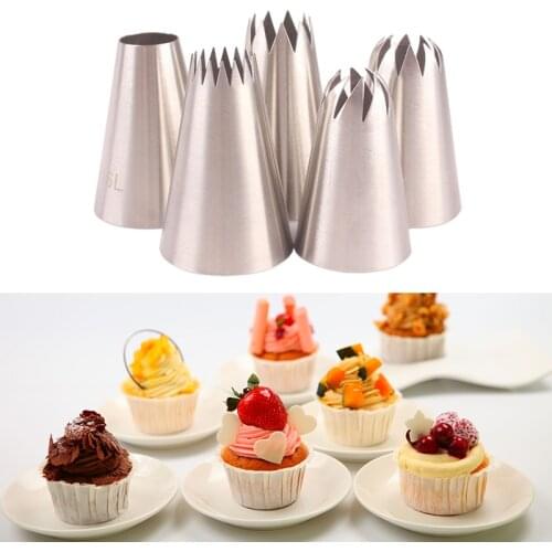 #336#R16L#7FT#362#C10 Large Size Icing Piping Nozzles 5pcs Cake Decorating Tips Set Rose Flower Pastry Nozzle Fondant Cake Decor
