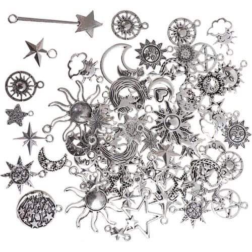 70pcs/set Fashion DIY Sun Moon Stars Charms Pendant For Diy Jewelry Necklace Bracelet Making Charm Pendant