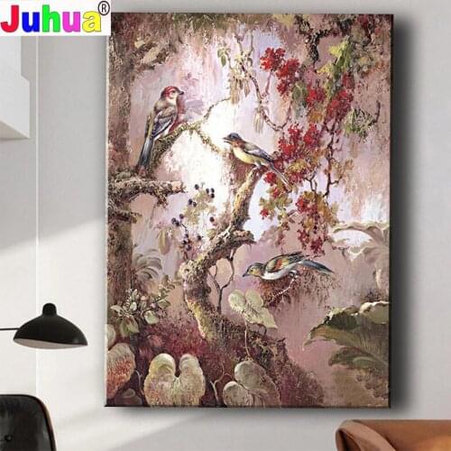Abstract bird tree flower 5d diy diamond painting cross stitch full square round drill diamond embroidery kits decoration JU0654