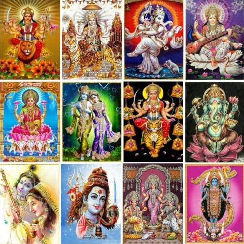 Religious elephant god 5D diamond painting full square / round drill diamond embroidery Indian god mosaic home decoration