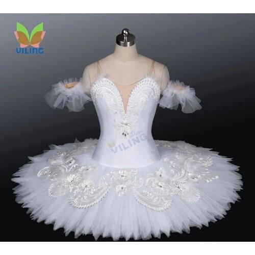 White swan lake ballet tutu girl professional ballet tutus for girls classical pancake platter performance dance wear